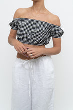 Load image into Gallery viewer, WILFRED x Black Gingham Off-Shoulder Cropped Babydoll Top (XS, S)