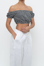 Load image into Gallery viewer, WILFRED x Black Gingham Off-Shoulder Cropped Babydoll Top (XS, S)