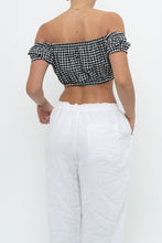 Load image into Gallery viewer, WILFRED x Black Gingham Off-Shoulder Cropped Babydoll Top (XS, S)