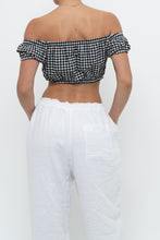 Load image into Gallery viewer, WILFRED x Black Gingham Off-Shoulder Cropped Babydoll Top (XS, S)
