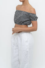 Load image into Gallery viewer, WILFRED x Black Gingham Off-Shoulder Cropped Babydoll Top (XS, S)