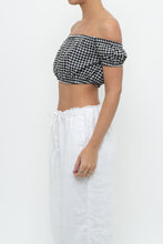 Load image into Gallery viewer, WILFRED x Black Gingham Off-Shoulder Cropped Babydoll Top (XS, S)