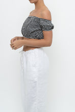 Load image into Gallery viewer, WILFRED x Black Gingham Off-Shoulder Cropped Babydoll Top (XS, S)