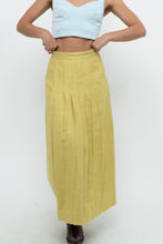 Load image into Gallery viewer, Vintage x LIZ CLAIBORNE Chartreuse Pleated Linen Maxi Skirt (XXS, XS)