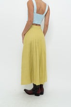 Load image into Gallery viewer, Vintage x LIZ CLAIBORNE Chartreuse Pleated Linen Maxi Skirt (XXS, XS)