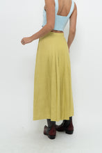 Load image into Gallery viewer, Vintage x LIZ CLAIBORNE Chartreuse Pleated Linen Maxi Skirt (XXS, XS)