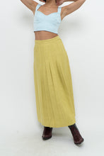 Load image into Gallery viewer, Vintage x LIZ CLAIBORNE Chartreuse Pleated Linen Maxi Skirt (XXS, XS)