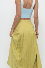 Load image into Gallery viewer, Vintage x LIZ CLAIBORNE Chartreuse Pleated Linen Maxi Skirt (XXS, XS)