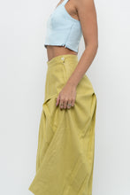 Load image into Gallery viewer, Vintage x LIZ CLAIBORNE Chartreuse Pleated Linen Maxi Skirt (XXS, XS)