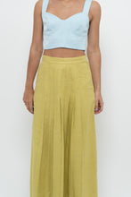 Load image into Gallery viewer, Vintage x LIZ CLAIBORNE Chartreuse Pleated Linen Maxi Skirt (XXS, XS)