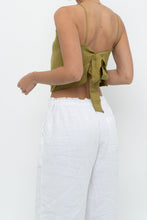 Load image into Gallery viewer, Modern x Chartreuse Satin Front-tie Tank (XS, S)