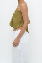 Load image into Gallery viewer, Modern x Chartreuse Satin Front-tie Tank (XS, S)