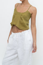 Load image into Gallery viewer, Modern x Chartreuse Satin Front-tie Tank (XS, S)