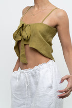 Load image into Gallery viewer, Modern x Chartreuse Satin Front-tie Tank (XS, S)