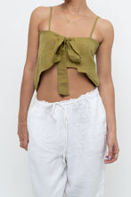 Load image into Gallery viewer, Modern x Chartreuse Satin Front-tie Tank (XS, S)