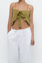 Load image into Gallery viewer, Modern x Chartreuse Satin Front-tie Tank (XS, S)