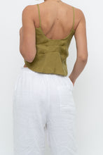 Load image into Gallery viewer, Modern x Chartreuse Satin Front-tie Tank (XS, S)