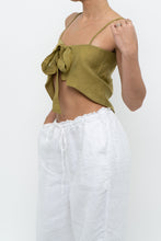 Load image into Gallery viewer, Modern x Chartreuse Satin Front-tie Tank (XS, S)