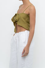 Load image into Gallery viewer, Modern x Chartreuse Satin Front-tie Tank (XS, S)