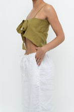 Load image into Gallery viewer, Modern x Chartreuse Satin Front-tie Tank (XS, S)