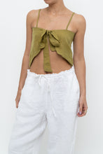 Load image into Gallery viewer, Modern x Chartreuse Satin Front-tie Tank (XS, S)