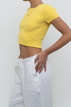 Load image into Gallery viewer, Vintage x Made in Hong Kong x Yellow Cableknit Cropped Short Sleeve (XS, S)