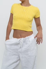 Load image into Gallery viewer, Vintage x Made in Hong Kong x Yellow Cableknit Cropped Short Sleeve (XS, S)