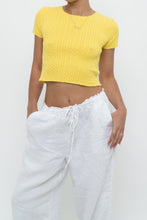 Load image into Gallery viewer, Vintage x Made in Hong Kong x Yellow Cableknit Cropped Short Sleeve (XS, S)