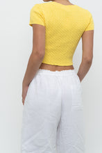 Load image into Gallery viewer, Vintage x Made in Hong Kong x Yellow Cableknit Cropped Short Sleeve (XS, S)