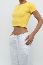 Load image into Gallery viewer, Vintage x Made in Hong Kong x Yellow Cableknit Cropped Short Sleeve (XS, S)