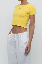 Load image into Gallery viewer, Vintage x Made in Hong Kong x Yellow Cableknit Cropped Short Sleeve (XS, S)