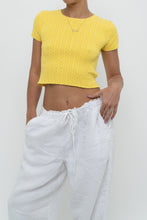 Load image into Gallery viewer, Vintage x Made in Hong Kong x Yellow Cableknit Cropped Short Sleeve (XS, S)