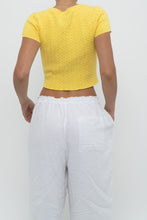 Load image into Gallery viewer, Vintage x Made in Hong Kong x Yellow Cableknit Cropped Short Sleeve (XS, S)