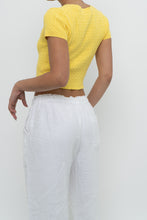 Load image into Gallery viewer, Vintage x Made in Hong Kong x Yellow Cableknit Cropped Short Sleeve (XS, S)