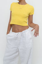 Load image into Gallery viewer, Vintage x Made in Hong Kong x Yellow Cableknit Cropped Short Sleeve (XS, S)