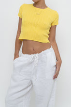 Load image into Gallery viewer, Vintage x Made in Hong Kong x Yellow Cableknit Cropped Short Sleeve (XS, S)