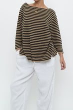 Load image into Gallery viewer, Vintage x RALPH LAUREN Beige, Black Linen Striped Knit Sweater (XS-L)