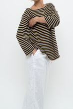 Load image into Gallery viewer, Vintage x RALPH LAUREN Beige, Black Linen Striped Knit Sweater (XS-L)