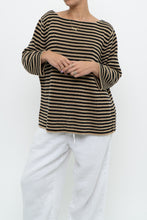 Load image into Gallery viewer, Vintage x RALPH LAUREN Beige, Black Linen Striped Knit Sweater (XS-L)