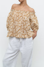 Load image into Gallery viewer, THE GREAT x Tan Floral Cotton Off-Shoulder Blouse (XS-M)