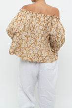 Load image into Gallery viewer, THE GREAT x Tan Floral Cotton Off-Shoulder Blouse (XS-M)