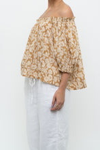 Load image into Gallery viewer, THE GREAT x Tan Floral Cotton Off-Shoulder Blouse (XS-M)