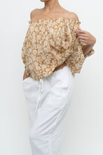 Load image into Gallery viewer, THE GREAT x Tan Floral Cotton Off-Shoulder Blouse (XS-M)
