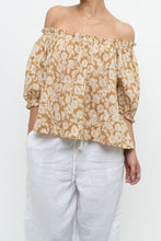 Load image into Gallery viewer, THE GREAT x Tan Floral Cotton Off-Shoulder Blouse (XS-M)