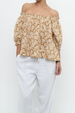 Load image into Gallery viewer, THE GREAT x Tan Floral Cotton Off-Shoulder Blouse (XS-M)