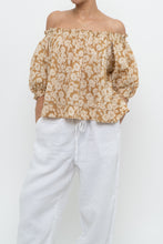 Load image into Gallery viewer, THE GREAT x Tan Floral Cotton Off-Shoulder Blouse (XS-M)