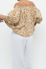 Load image into Gallery viewer, THE GREAT x Tan Floral Cotton Off-Shoulder Blouse (XS-M)