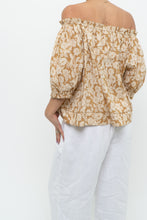 Load image into Gallery viewer, THE GREAT x Tan Floral Cotton Off-Shoulder Blouse (XS-M)