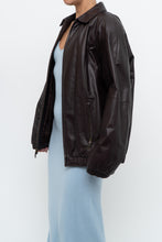 Load image into Gallery viewer, Vintage x PRESTON &amp; YORK Dark Burgundy Leather Bomber (XS-M)