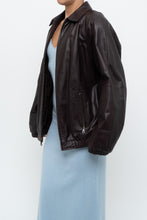 Load image into Gallery viewer, Vintage x PRESTON &amp; YORK Dark Burgundy Leather Bomber (XS-M)